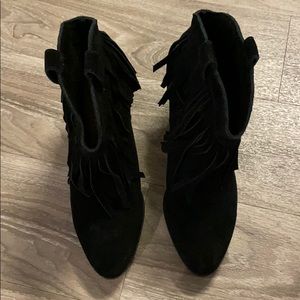 Splendid Black Suede Fringe Ankle Boots